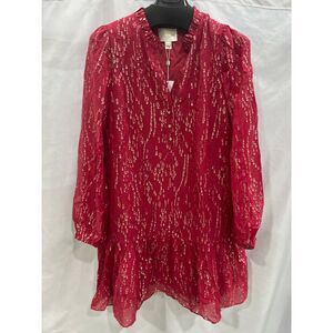 Lilly Pulizter Evaline Silk Dress In Malbec Red Fish Clip Chiffon Red